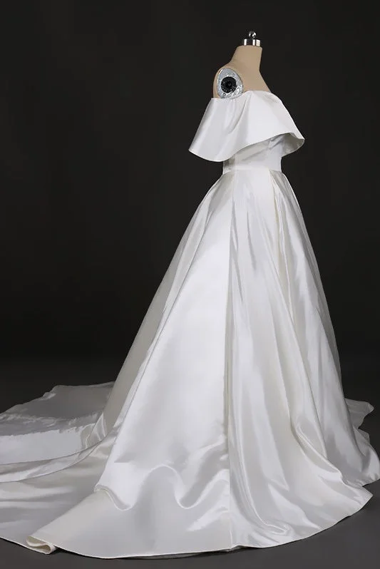 Anniversary Sale Vintage Simple Style Satin Ivory Wedding Dresses Bridal Dresses