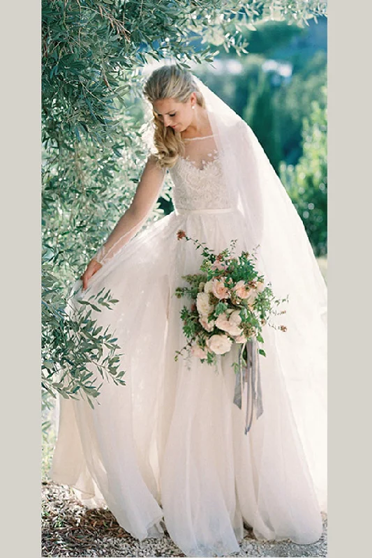 Deal Mania A Line Brush Train Long Sleeves Appliques Chiffon Beach Wedding Dresses Deal Mania A Line Brush Train Long Sleeves Appliques Chiffon Beach Wedding Dresses