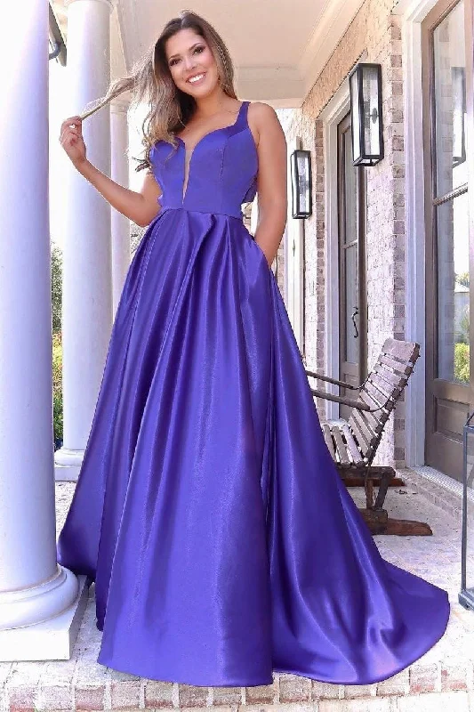 Deal Zone Chic A-line Straps Sleeveless Back Bow Long Prom Dresses