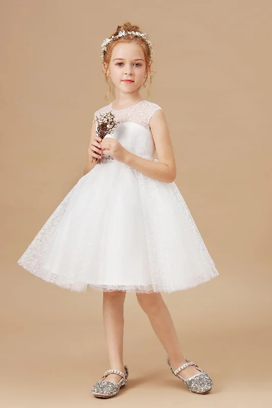 Act Fast Sleeveless Ivory Lace Tulle Flower Girl Dresses