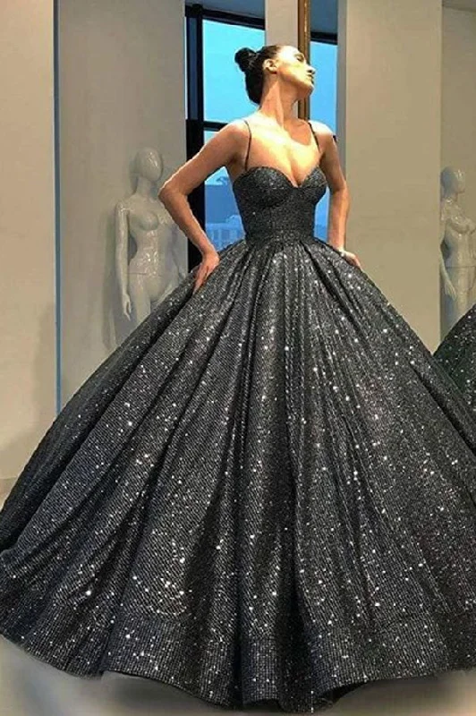 Limited Time Sweetheart Spaghetti Straps Sequins Ball Gown Black Sparkly Prom Dresses Limited Time Sweetheart Spaghetti Straps Sequins Ball Gown Black Sparkly Prom Dresses