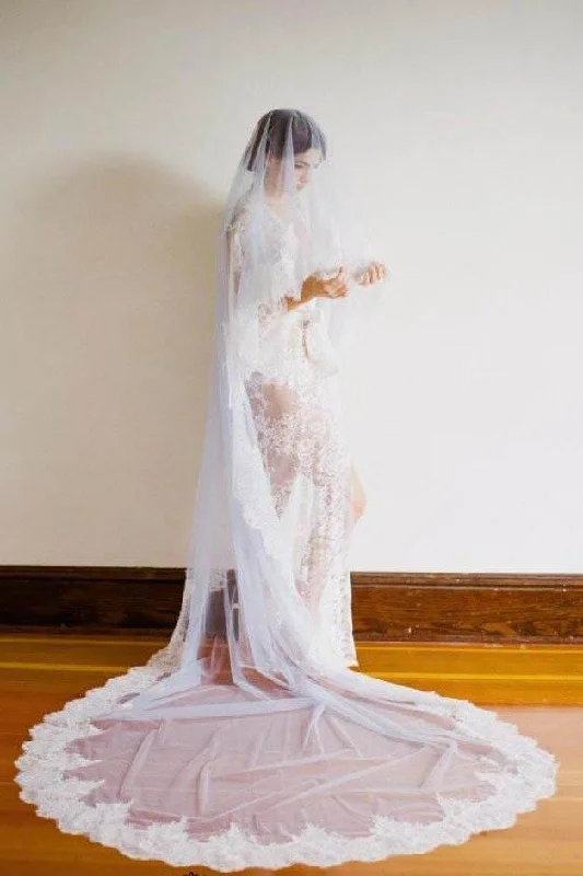 Get It Before It’s Gone 1T Tulle With Lace Cathedral Length Wedding Bridal Veil