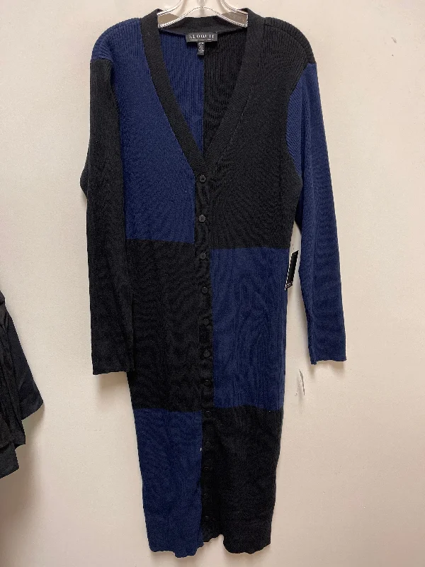 Price Cut Dress Sweater By Eloquii In Black & Blue, Size: 3x