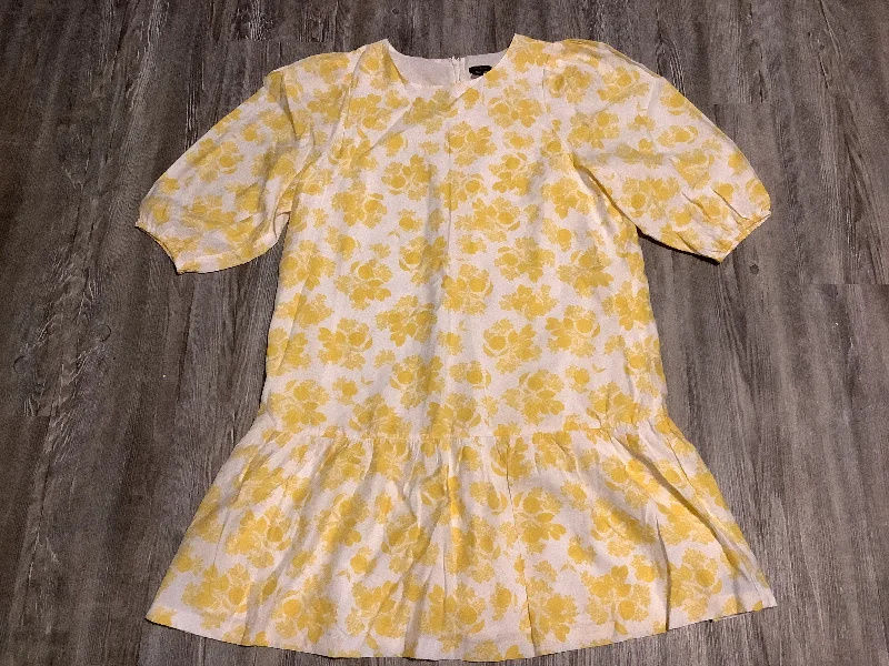 Hurry In Dress Casual Midi By Ann Taylor In White & Yellow, Size: Petite   Xl