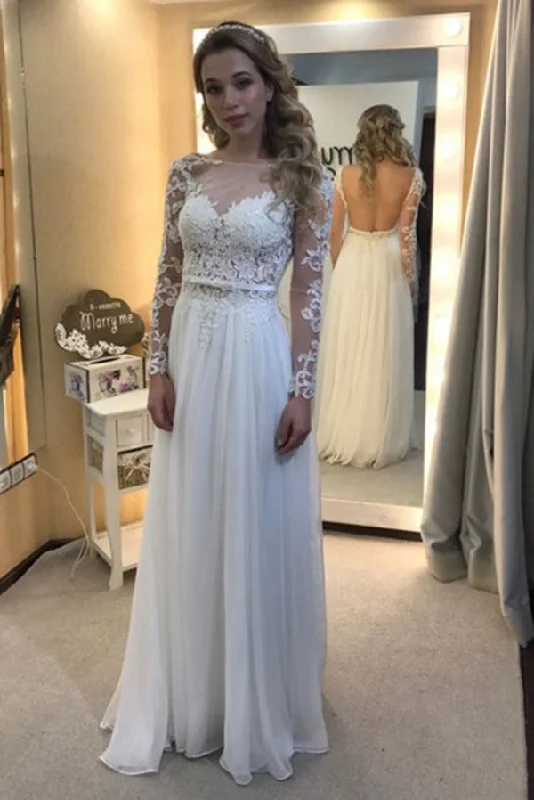 Unbeatable Prices Vintage Scoop Neck Backless Floor Length Wedding Dresses with Long Sleeve Unbeatable Prices Vintage Scoop Neck Backless Floor Length Wedding Dresses with Long Sleeve