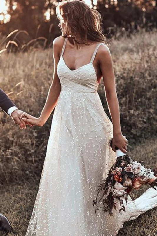 Season Finale Sale Simple Backless Spaghetti Starps Tulle V Neck Sleeveless Wedding Dresses Season Finale Sale Simple Backless Spaghetti Starps Tulle V Neck Sleeveless Wedding Dresses