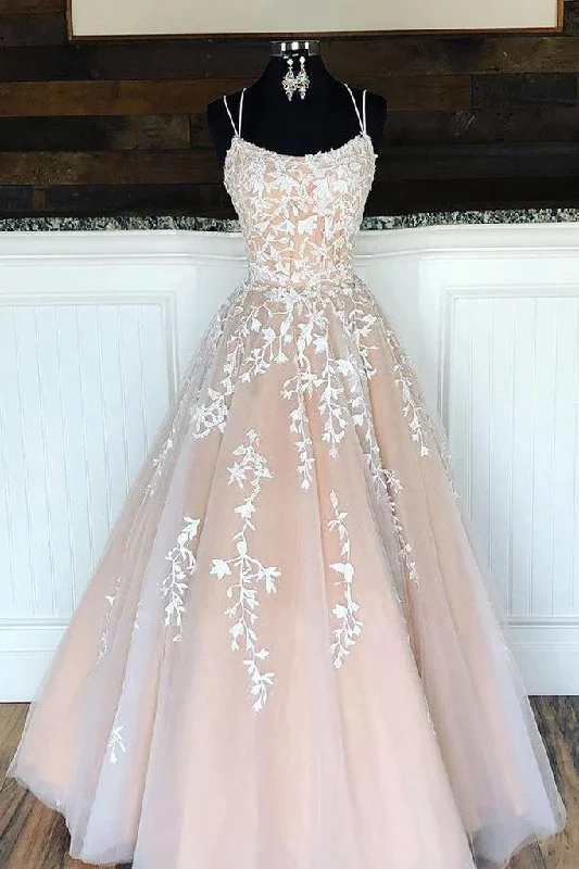 Best Deals Pretty Lace Appliques A Line Long Prom Dresses Sweet 16 Dresses