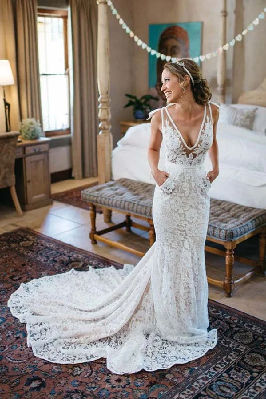 Price Reduction Gorgeous V Neck Sleeveless Court Train Backless Lace Appliques Wedding Dresses Price Reduction Gorgeous V Neck Sleeveless Court Train Backless Lace Appliques Wedding Dresses