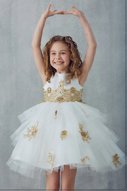 Weekend Deal Satin Sleeveless With Beaded Appliques Round Neck Ball Gown Flower Girl Dresses Weekend Deal Satin Sleeveless With Beaded Appliques Round Neck Ball Gown Flower Girl Dresses