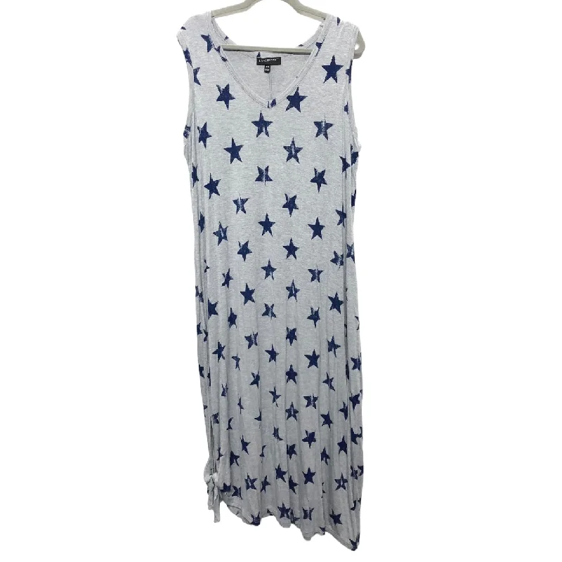 Deep Discounts Dress Casual Midi By Lane Bryant In Blue & Grey, Size: Xl