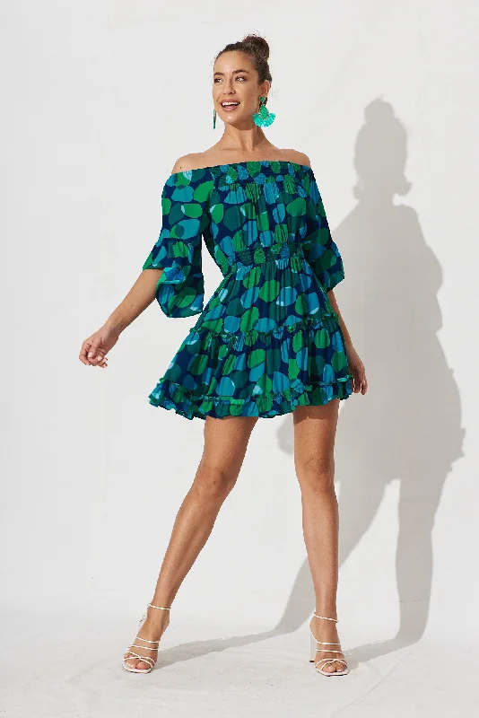 Best Deals Trista Dress In Navy With Blue Multi Print