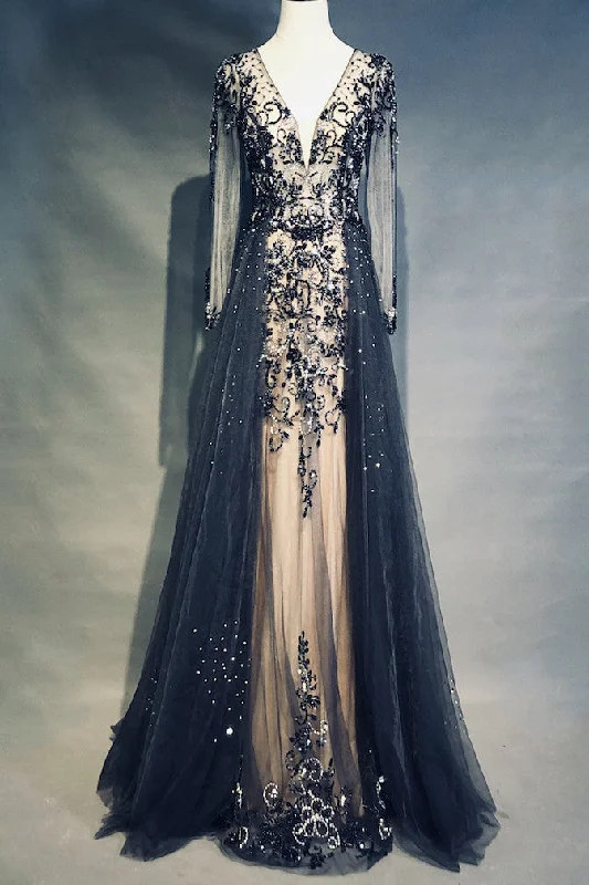 Don't Wait Luxury Long Sleeves V-neck Long Prom Dresses Overskirt Mother Formal Dresses Don't Wait Luxury Long Sleeves V-neck Long Prom Dresses Overskirt Mother Formal Dresses