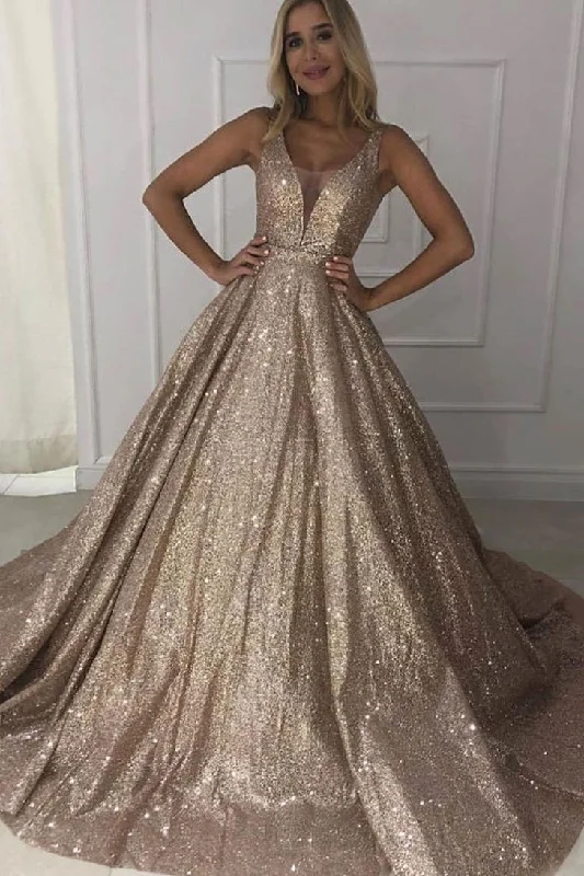 Huge Discounts Sparkly V-neck Long Ball Gown Prom Dresses Modest Quinceanera Dresses Huge Discounts Sparkly V-neck Long Ball Gown Prom Dresses Modest Quinceanera Dresses
