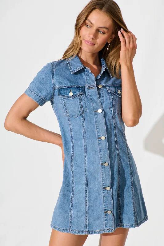 Special Offer Laurence Shirt Dress in Light Blue Denim
