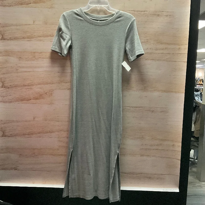 Discount Deals Dress Casual Midi By A New Day In Grey, Size: Xs