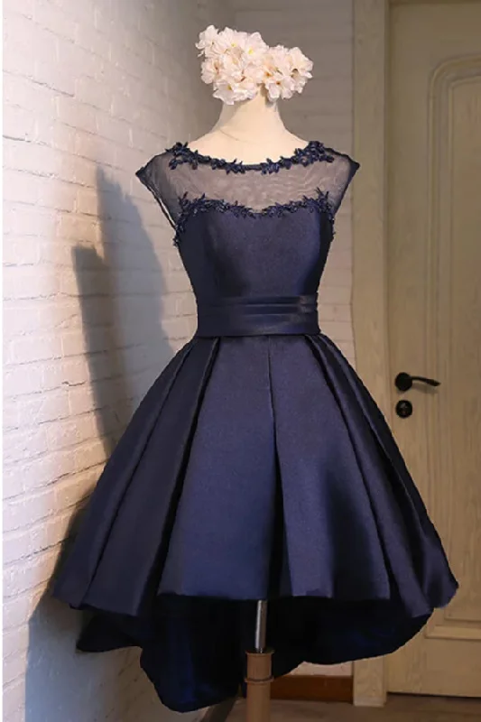 Fantastic Offers Elegant A Line Satin Knee Length With Applique Homecoming Dresses