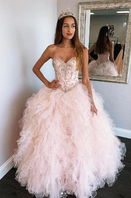 Today’s Special Pink Sweetheart Sleeveless Tulle Prom Dresses Sweet 16 Dresses
