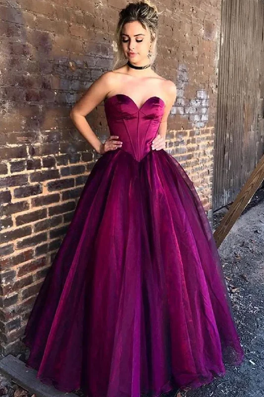 Customer Appreciation Sale Simple Grape Sleeveless Ball Gown Long Prom Dresses