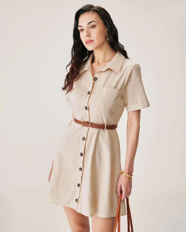Epic Deals Apricot Collared Belted Mini Dress