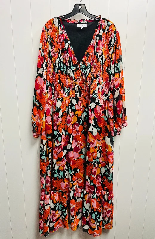 Instant Savings Dress Casual Maxi By POLAGRAM In Orange, Size: 3x