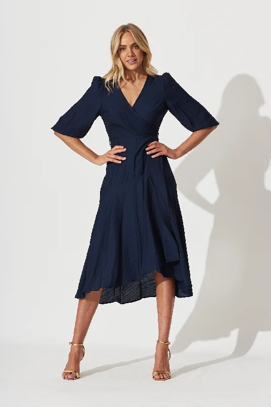 Today's Special Acacia Wrap Midi Dress In Navy
