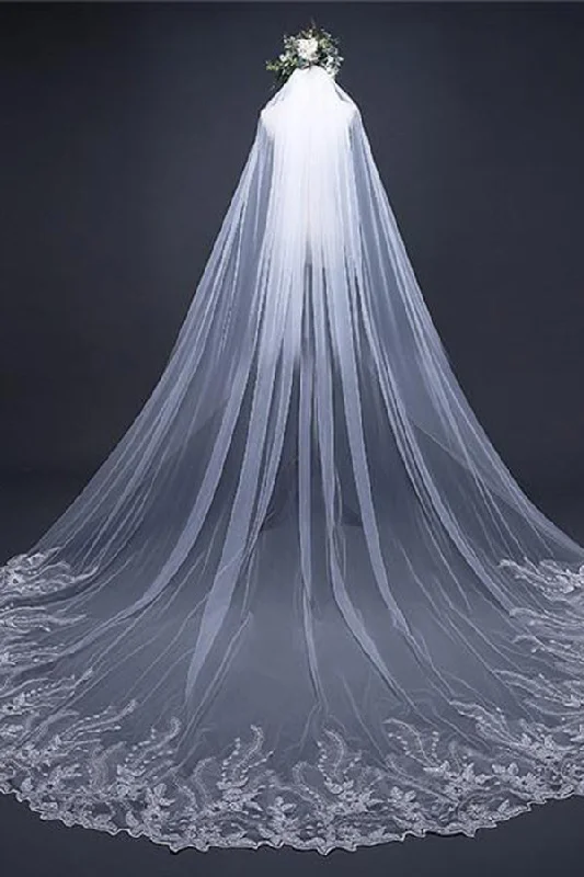 Unmissable Offer Chic Appliques Veil Long Tulle With Sequined Wedding Veil
