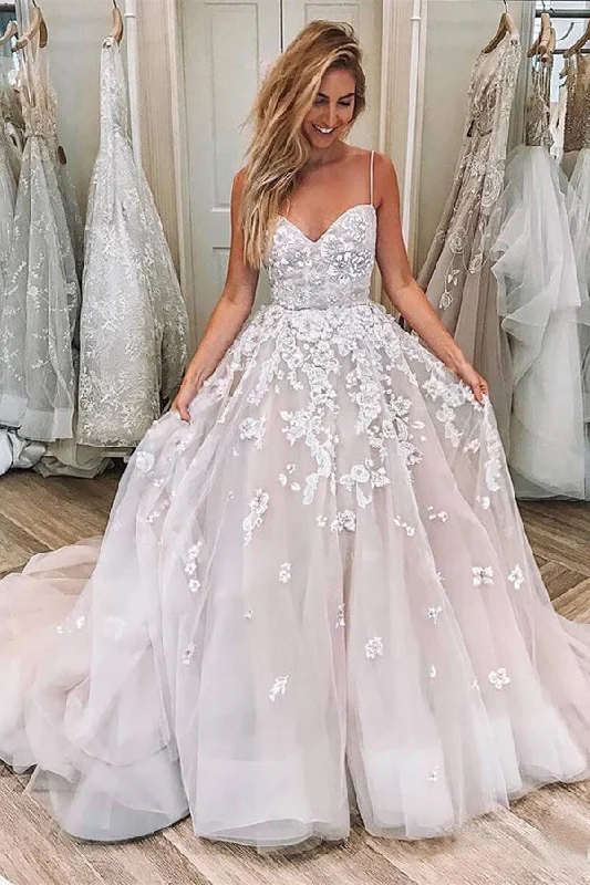 Steals and Deals Charming Lace Appliques Spaghetti Straps Sweetheart Ball Gown Wedding Dresses Steals and Deals Charming Lace Appliques Spaghetti Straps Sweetheart Ball Gown Wedding Dresses