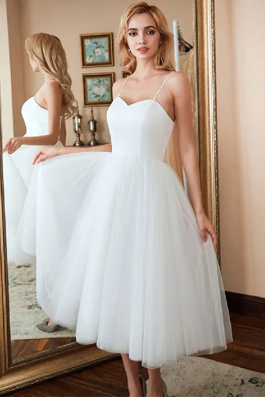 Super Deal White Tulle Lace Up Short Prom Dresses Bridesmaid Dresses