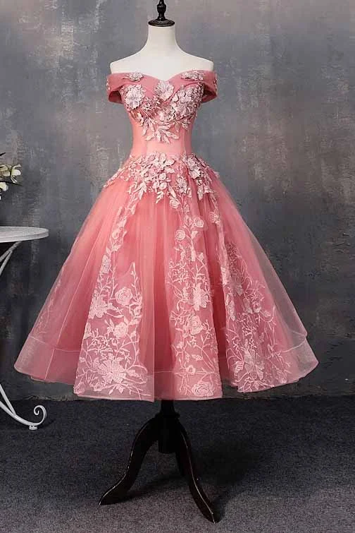 Instant Discount A-line Off-Shoulder Short Prom Dresses Appliques Sweet 16 Gown
