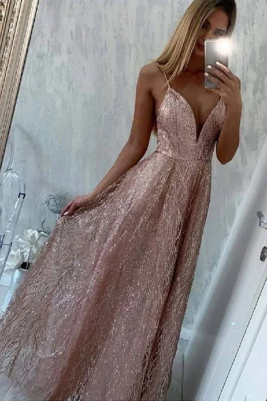 Early Access Sparkly Spaghetti Straps Long A-line Prom Dresses Modest Party Dresses For Teens Early Access Sparkly Spaghetti Straps Long A-line Prom Dresses Modest Party Dresses For Teens