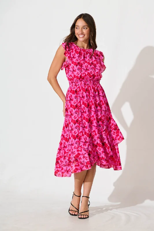 Today’s Special Inaya Midi Dress in Pink and Red Floral Chiffon