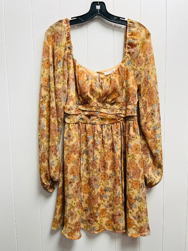 Sneak Peek Sale Dress Casual Short By Lush In Tan, Size: L