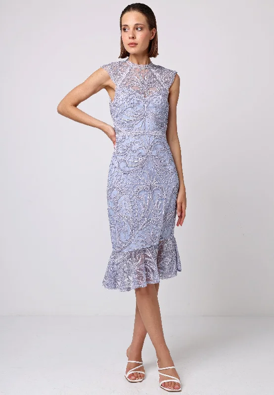 Time-Limited Offer Bodycon Lace Midi Dress In Lavender