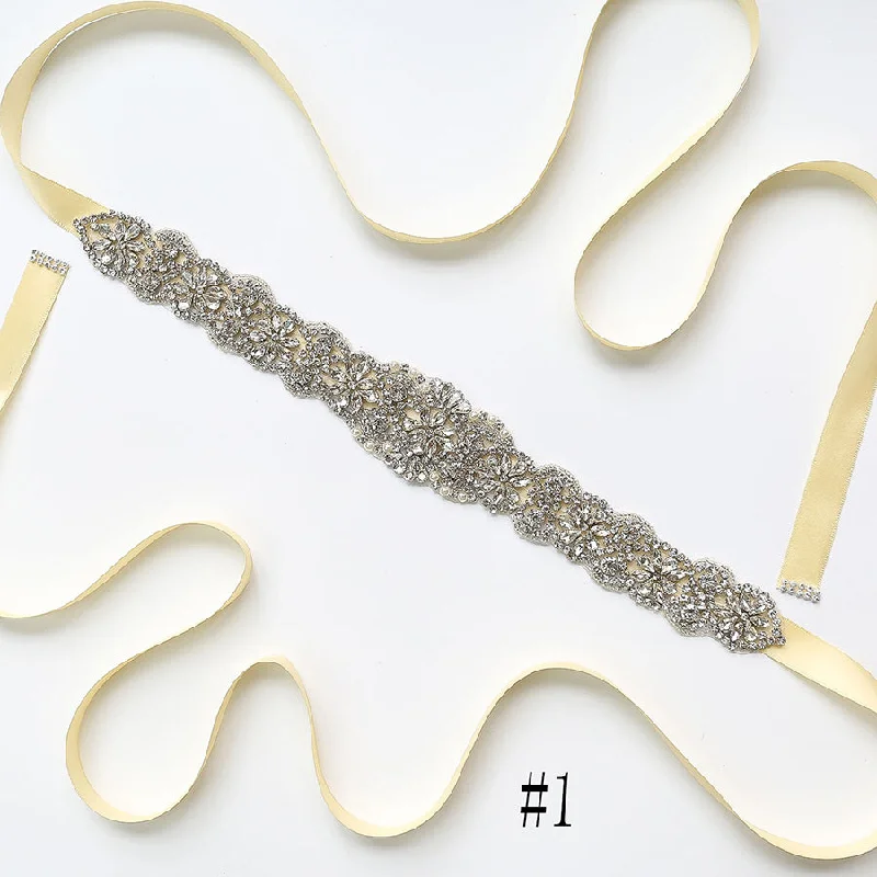 The Best Prices Elegant Long Crystal Sashes with Ribbon A01