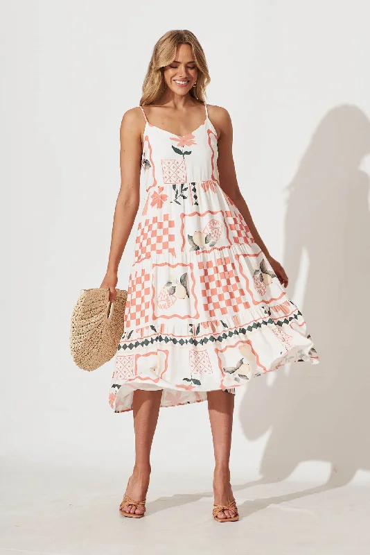 Deal Zone Utopia Midi Sundress In Patchwork Lemon Print