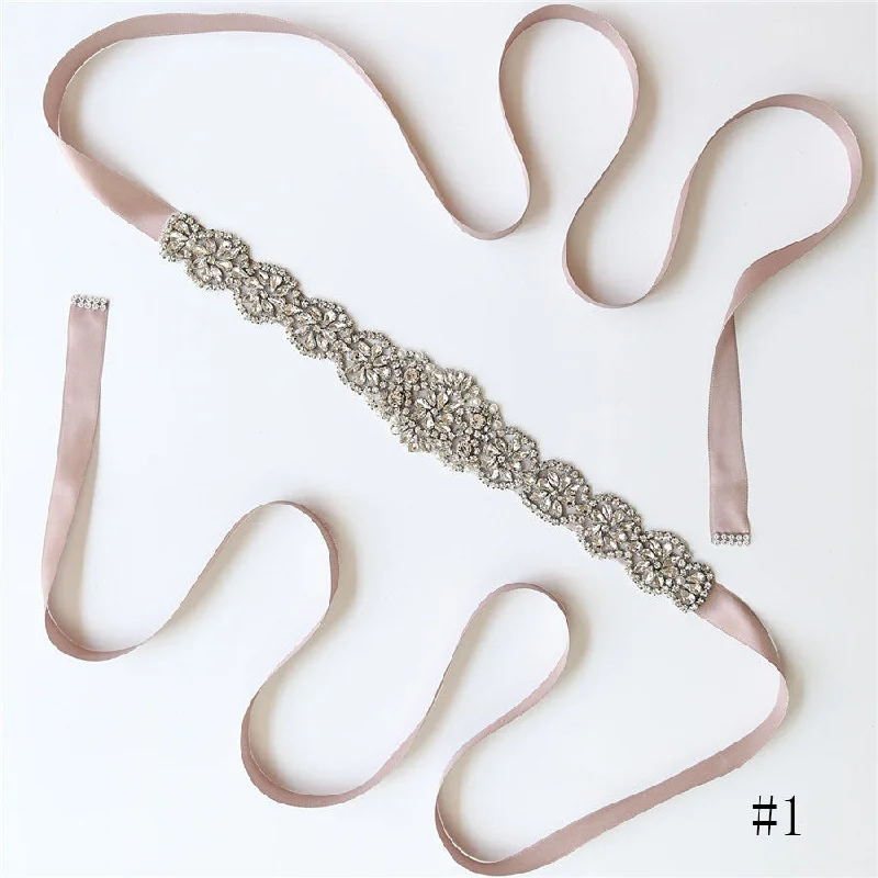 Super Bargain Gorgeous Long Crystal Sashes with Ribbon A02