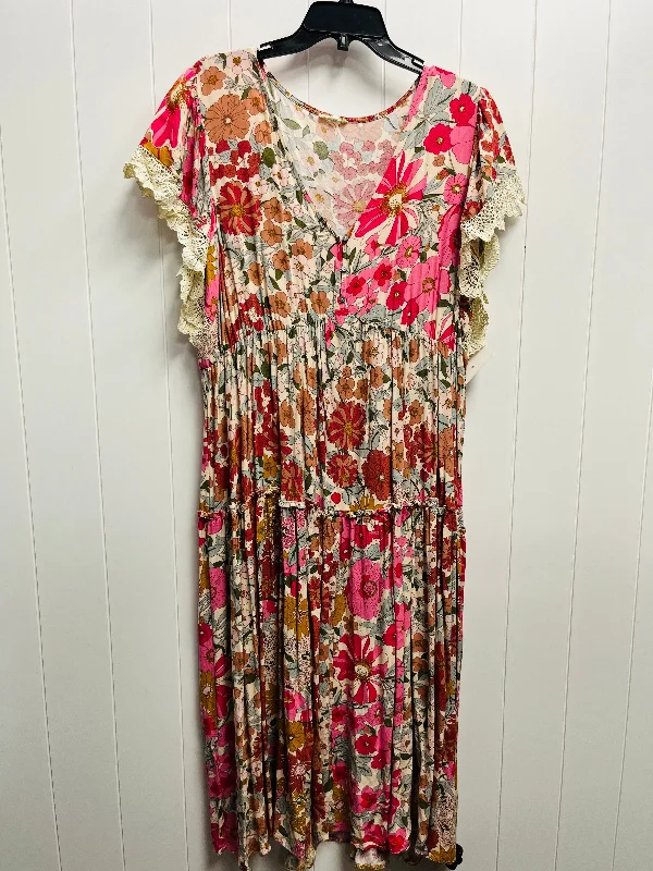 Seasonal Clearance Dress Casual Short By Jodifl In Pink & Red, Size: 3x