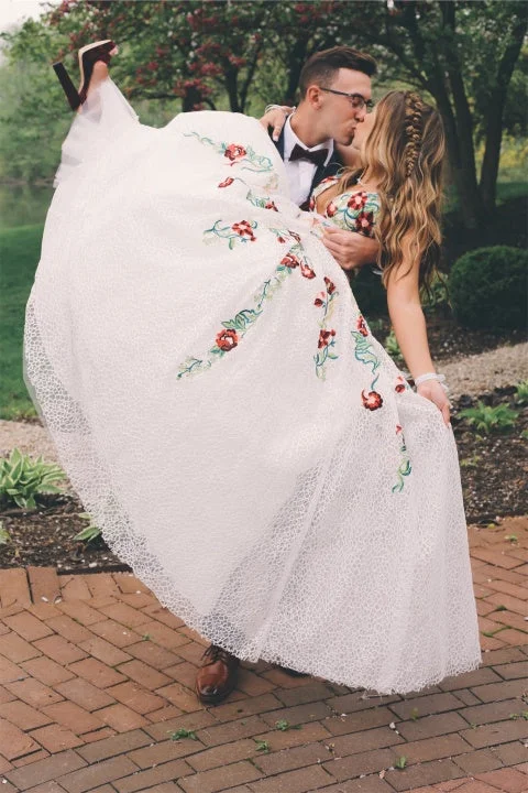 Huge Savings Elegant Lace A Line Backless Prom Dresses with Handmade Flower Appliques Huge Savings Elegant Lace A Line Backless Prom Dresses with Handmade Flower Appliques