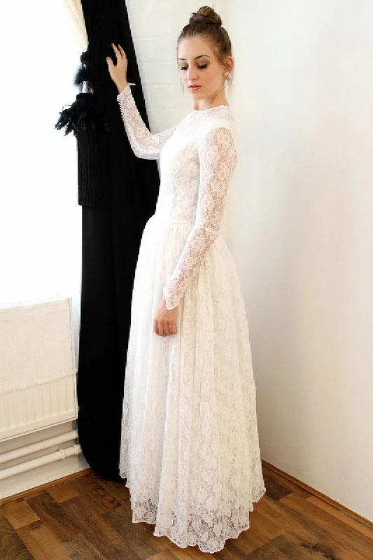 The Best Prices Elegant Long Sleeves Lace A Line Wedding Dresses
