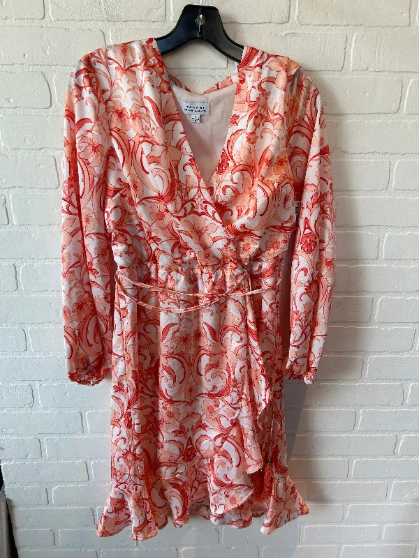 Savings Spectacular Dress Casual Midi By Tahari By Arthur Levine In Orange & White, Size: M Savings Spectacular Dress Casual Midi By Tahari By Arthur Levine In Orange & White, Size: M