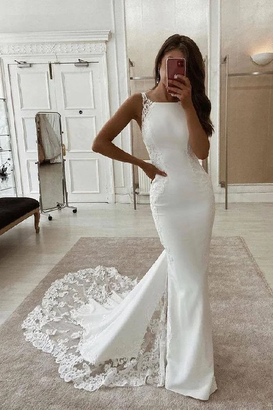Seasonal Sale Newest Mermaid Lace Beach Wedding Dresses For Women Bridal Gowns