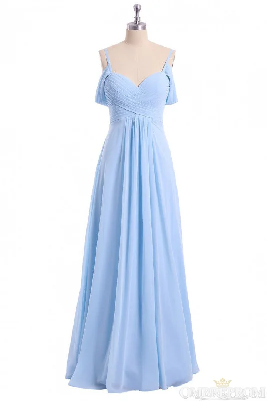 Savings Spectacular A-line Sky Blue Long Wedding Party Dresses