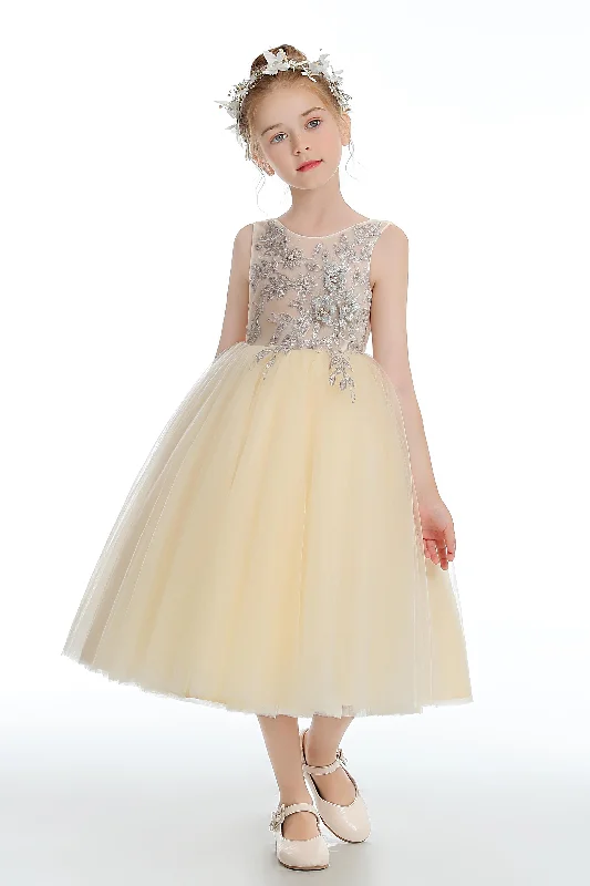 Instant Discount Daffodil Sleeveless V Back Tulle Flower Girl Dresses