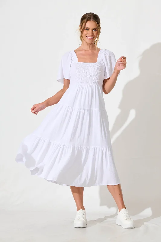 Limited Time Discount Akino Midi Dress in White