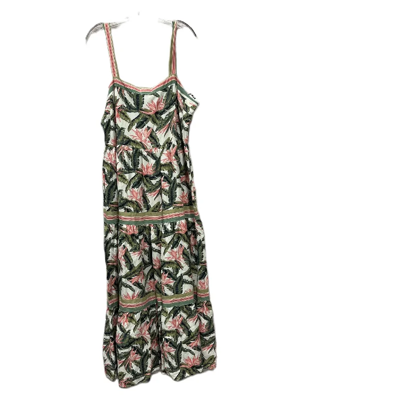 Crazy Deals Dress Casual Maxi By Loft In Green & Pink, Size: Xl