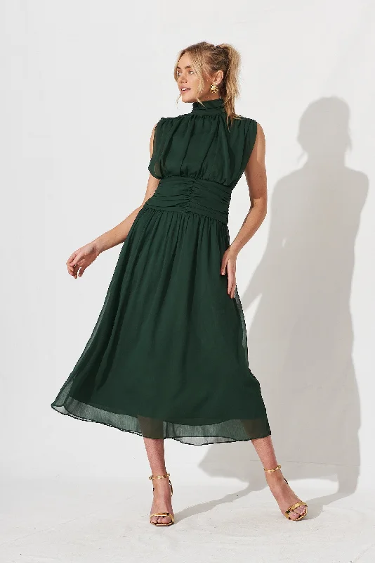 Discount Days Rosamine Maxi Dress In Emerald Chiffon