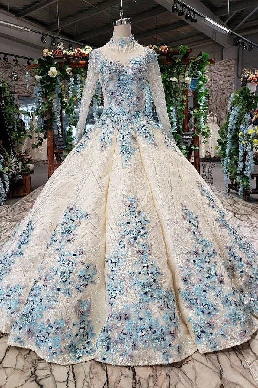 Season Finale Sale Newest Long Sleeves Ball Gown Wedding Dresses With Appliques