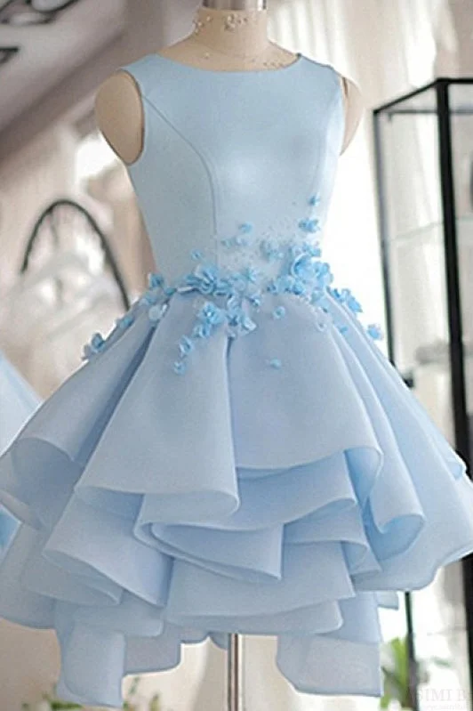 Warehouse Sale Round Neckline Light Blue Homecoming Dresses Cute Dresses