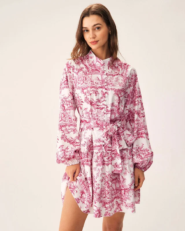 Price Drop Red Floral Mock Neck Mini Dress