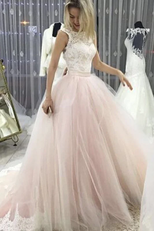 Fantastic Offers Charming Open Back Round Neck Lace Wedding Dresses Ball Gown with Bowknot Fantastic Offers Charming Open Back Round Neck Lace Wedding Dresses Ball Gown with Bowknot